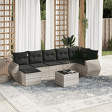 vidaXL 7-delige Loungeset met kussens poly rattan zwart