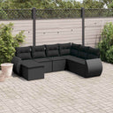 vidaXL 7-Piece Lounge Set with Cushions Poly Rattan Black