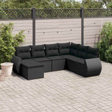 vidaXL 7-Piece Lounge Set with Cushions Poly Rattan Black