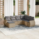vidaXL 7-Piece Lounge Set with Cushions Poly Rattan Black