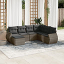 vidaXL 7-Piece Lounge Set with Cushions Poly Rattan Black