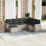 vidaXL 7-Piece Lounge Set with Cushions Poly Rattan Black
