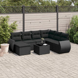 vidaXL 7-Piece Lounge Set with Cushions Poly Rattan Black