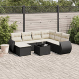 vidaXL 7-Piece Lounge Set with Cushions Poly Rattan Black