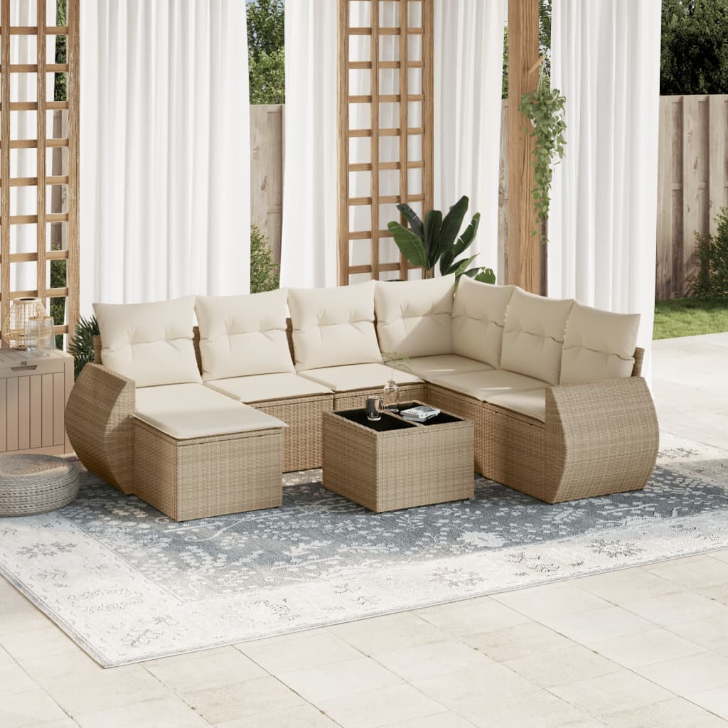 vidaXL 7-Piece Lounge Set with Cushions Poly Rattan Black
