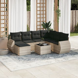 vidaXL 7-Piece Lounge Set with Cushions Poly Rattan Black