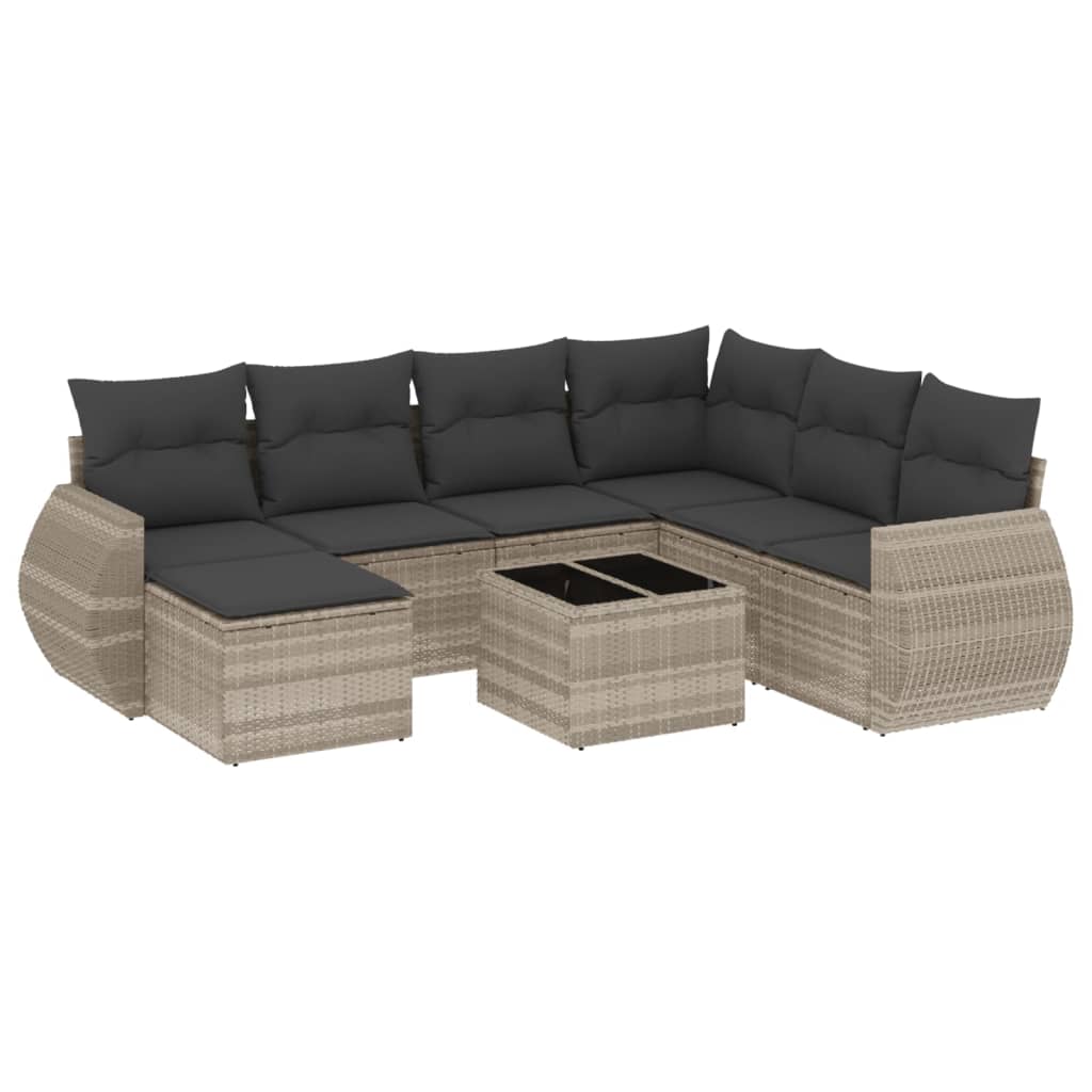 vidaXL 7-Piece Lounge Set with Cushions Poly Rattan Black