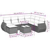 vidaXL 7-Piece Lounge Set with Cushions Poly Rattan Black