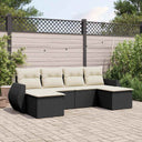 vidaXL 6-piece Lounge Set with cushions poly rattan black