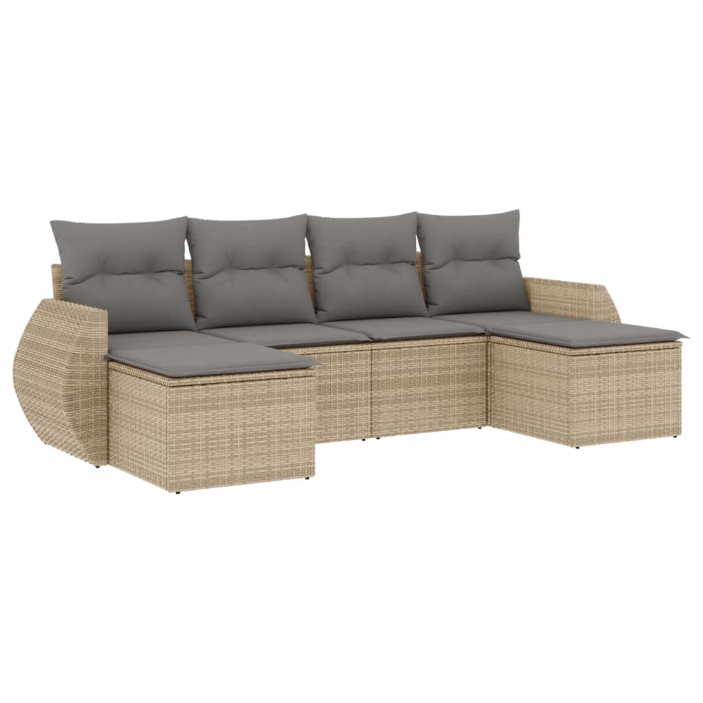 vidaXL 6-piece Lounge Set with cushions poly rattan black