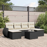 vidaXL 6-piece Lounge Set with cushions poly rattan black