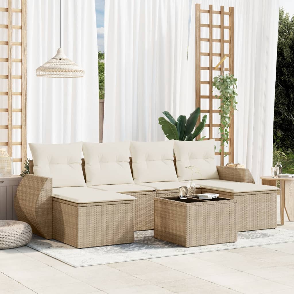 vidaXL 6-piece Lounge Set with cushions poly rattan black