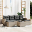 vidaXL 6-piece Lounge Set with cushions poly rattan black