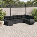 vidaXL 8-Piece Poly Rattan Lounge Set with Cushions Black