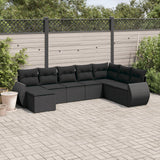 vidaXL 8-Piece Poly Rattan Lounge Set with Cushions Black