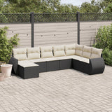 vidaXL 8-Piece Poly Rattan Lounge Set with Cushions Black