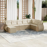 vidaXL 8-Piece Poly Rattan Lounge Set with Cushions Black