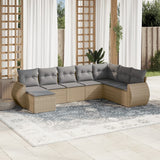 vidaXL 8-Piece Poly Rattan Lounge Set with Cushions Black