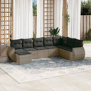 vidaXL 8-Piece Poly Rattan Lounge Set with Cushions Black