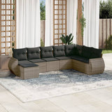 vidaXL 8-Piece Poly Rattan Lounge Set with Cushions Black