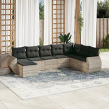 vidaXL 8-Piece Poly Rattan Lounge Set with Cushions Black
