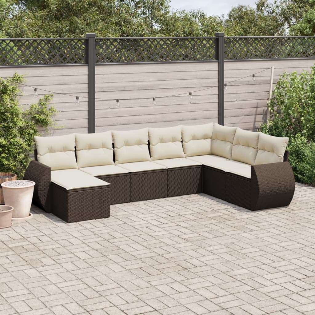 vidaXL 8-Piece Poly Rattan Lounge Set with Cushions Black