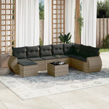 vidaXL 8-Piece Poly Rattan Lounge Set with Cushions Black