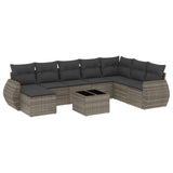 vidaXL 8-Piece Poly Rattan Lounge Set with Cushions Black