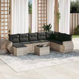 vidaXL 8-Piece Poly Rattan Lounge Set with Cushions Black