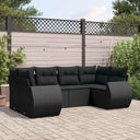 vidaXL 6-Piece Lounge Set with Cushions Poly Rattan Black