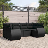 vidaXL 6-Piece Lounge Set with Cushions Poly Rattan Black