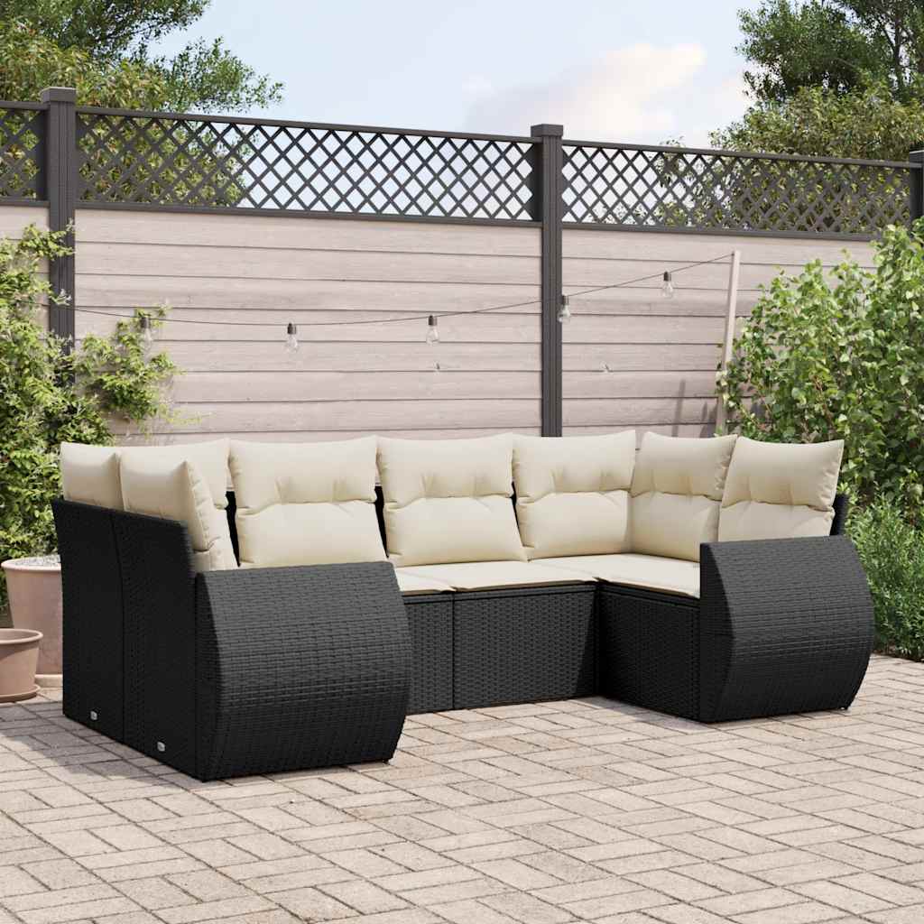 vidaXL 6-Piece Lounge Set with Cushions Poly Rattan Black