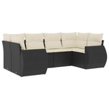 vidaXL 6-Piece Lounge Set with Cushions Poly Rattan Black