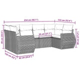 vidaXL 6-Piece Lounge Set with Cushions Poly Rattan Black