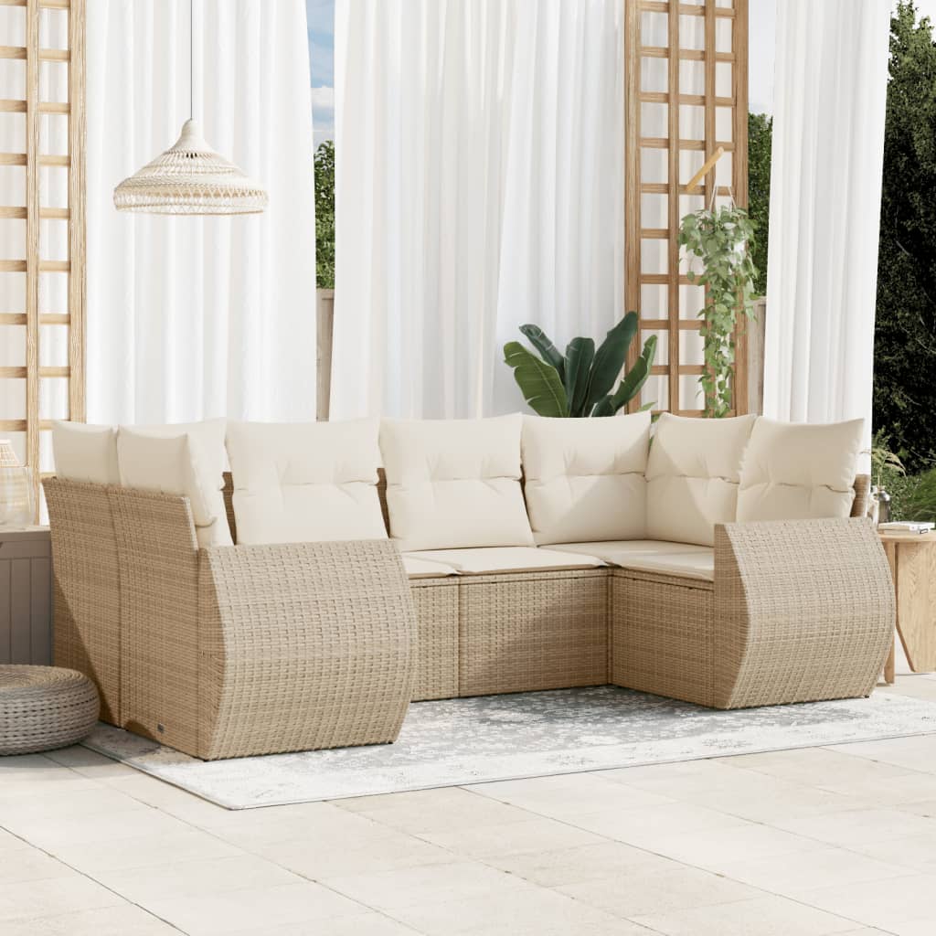 vidaXL 6-Piece Lounge Set with Cushions Poly Rattan Black