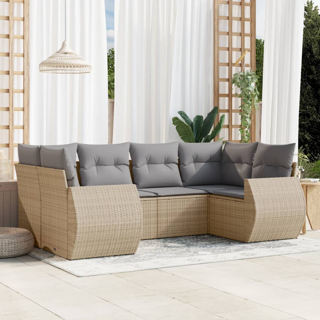 vidaXL 6-Piece Lounge Set with Cushions Poly Rattan Black
