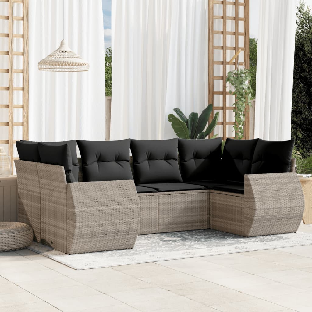 vidaXL 6-Piece Lounge Set with Cushions Poly Rattan Black
