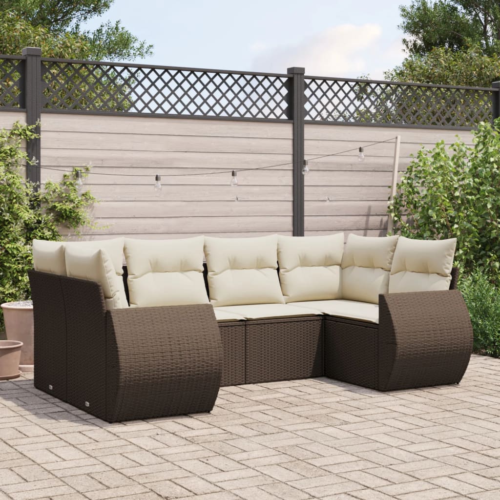 vidaXL 6-Piece Lounge Set with Cushions Poly Rattan Black
