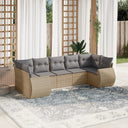 vidaXL 7-delige Loungeset met kussens poly rattan zwart