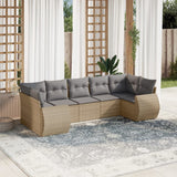 vidaXL 7-delige Loungeset met kussens poly rattan zwart