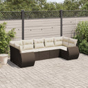 vidaXL 7-delige Loungeset met kussens poly rattan zwart