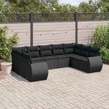 vidaXL 9-piece Poly Rattan Lounge Set with Cushions Black