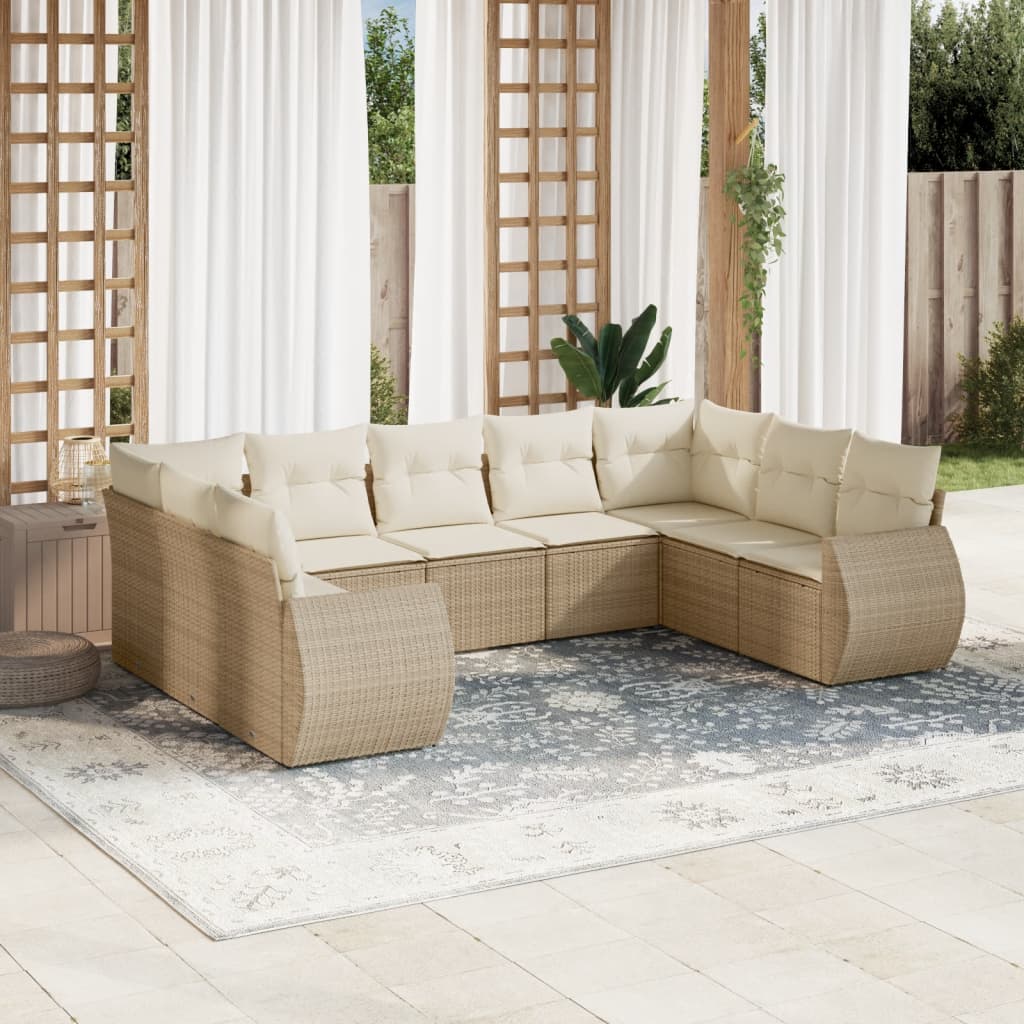 vidaXL 9-piece Poly Rattan Lounge Set with Cushions Black