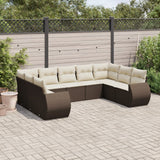 vidaXL 9-piece Poly Rattan Lounge Set with Cushions Black