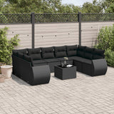 vidaXL 9-piece Poly Rattan Lounge Set with Cushions Black