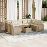 vidaXL 9-piece Poly Rattan Lounge Set with Cushions Black