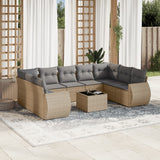 vidaXL 9-piece Poly Rattan Lounge Set with Cushions Black