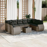 vidaXL 9-piece Poly Rattan Lounge Set with Cushions Black