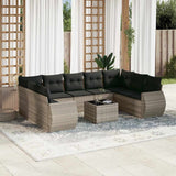 vidaXL 9-piece Poly Rattan Lounge Set with Cushions Black