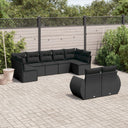 vidaXL 9-piece Poly Rattan Lounge Set with Cushions Black